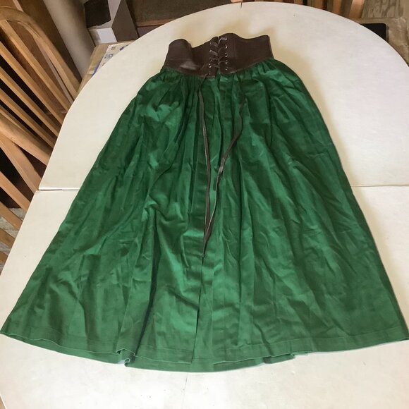 The Pyramid Collection Leather Waist Renaissance Green Skirt Size Small - Picture 1 of 6